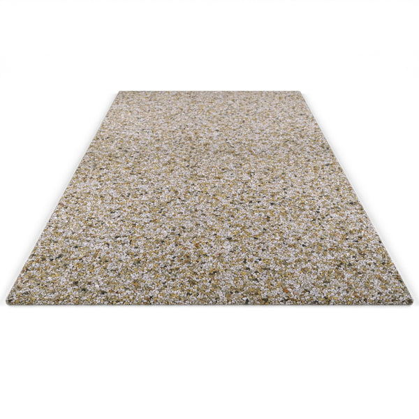 Steinteppich Stufenelement für die Treppe Quarz "Sand" mit den Maßen 100 cm x 50 cm. Die Stellstufe hat einen gelb-weißen Farbton.