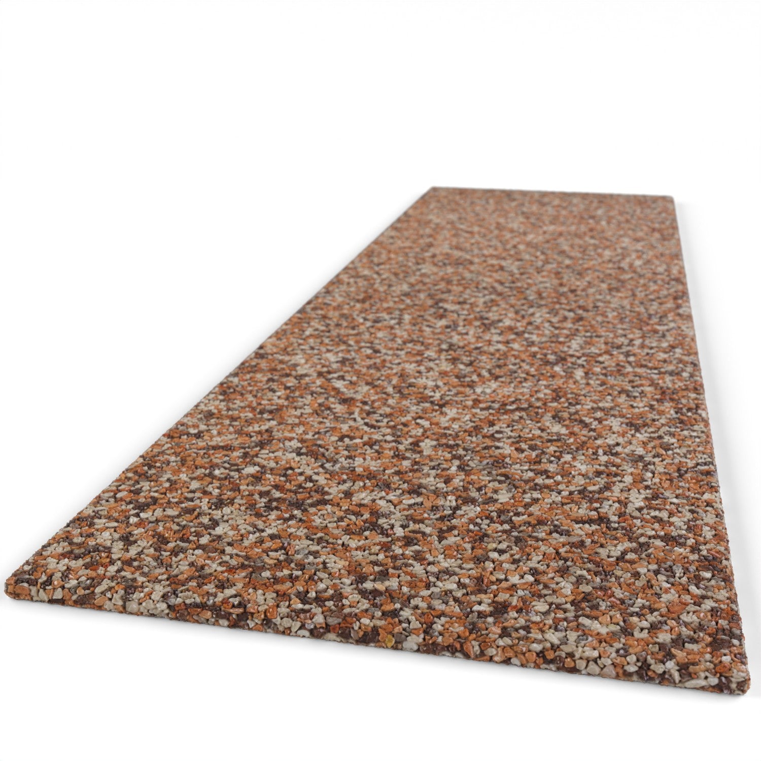 Steinteppich Trittstufe Marmor Cappuccino für die Treppe mit den Maßen 100 cm x 30 cm. Die Trittstufe hat einen hellroten Farbton.
