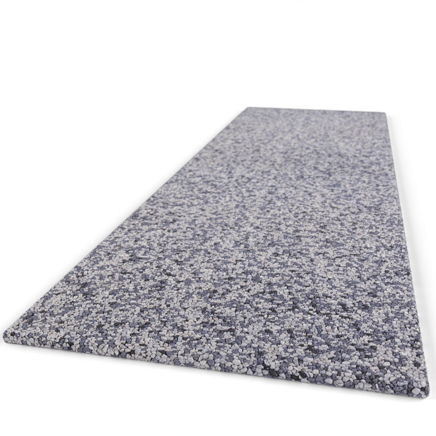 Steinteppich Trittstufe Quarz "Silber" für die Treppe mit den Maßen 100 cm x 30 cm. Die Trittstufe hat einen silber-weißen Farbton.