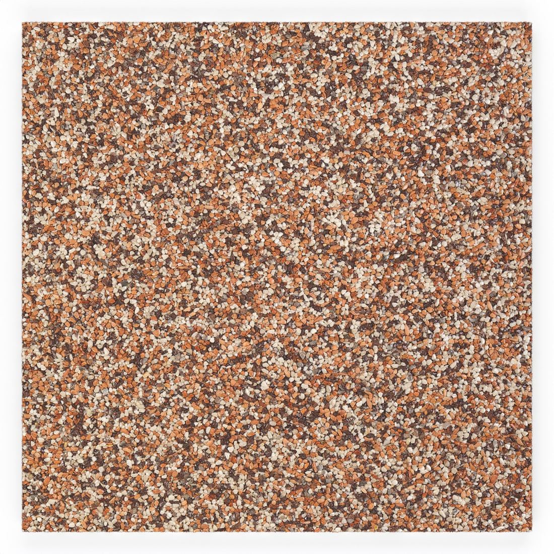 Steinteppich Fliese Marmor Cappuccino mit den Maßen 50 cm x 50 cm x 11 mm. Der Steinteppich hat einen hellroten Farbton. Die Steinteppich Fliese sieht man in der Vogelperspektive.