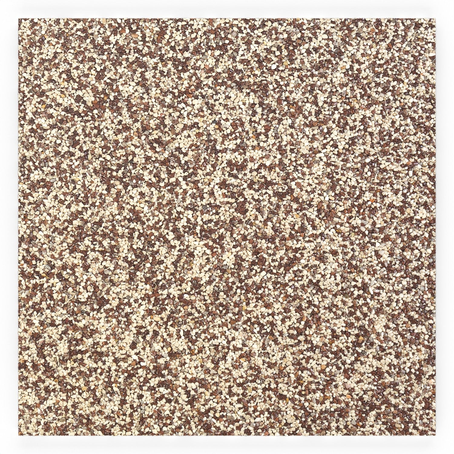 Steinteppich Fliese Marmor Latte Macchiato mit den Maßen 50 cm x 50 cm x 11 mm. Der Steinteppich hat einen rot-beigen Farbton. Die Steinteppich Fliese sieht man in der Vogelperspektive.