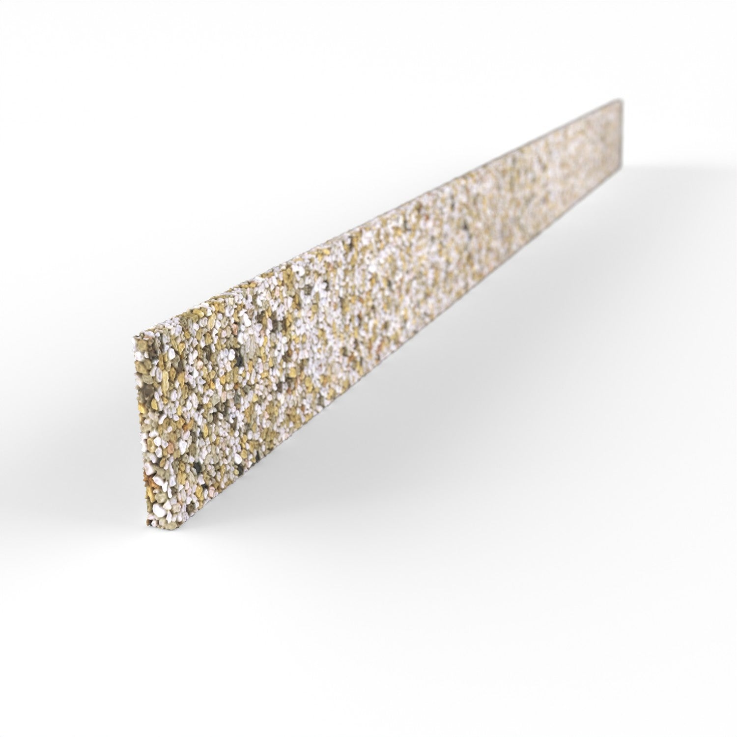 Konisches Steinteppich Sockelement Quarz "Sand" mit den Maßen 100 cm x 8 cm. Das Sockelelement hat einen gelb-weißen Farbton.