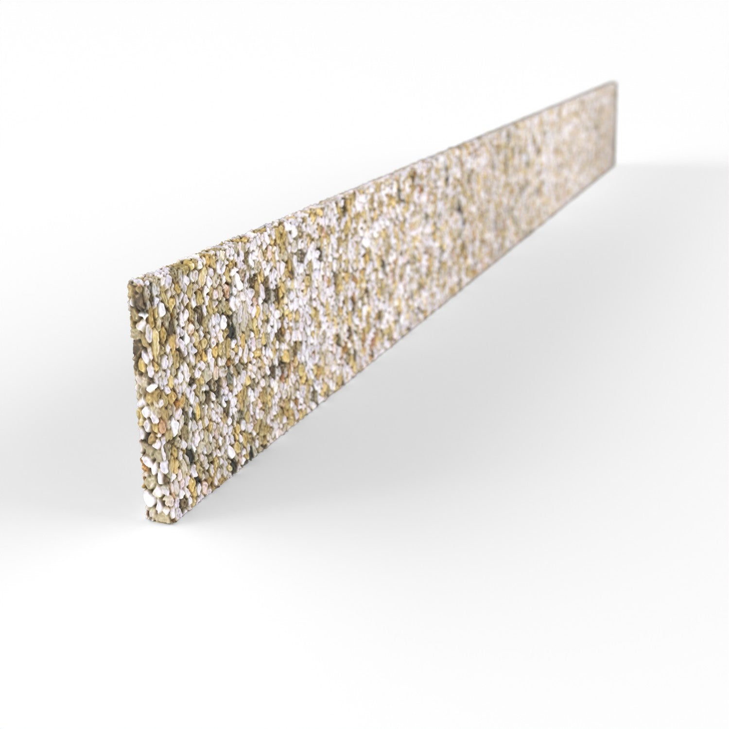 Konisches Steinteppich Sockelement Quarz "Sand" mit den Maßen 100 cm x 10 cm. Das Sockelelement hat einen gelb-weißen Farbton.