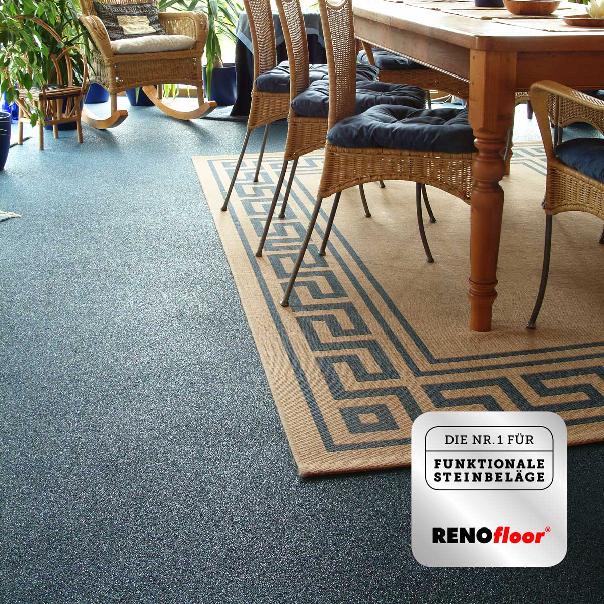 RENOfloor Steinteppich Wohnraum-Projekt — Kundenreferenz