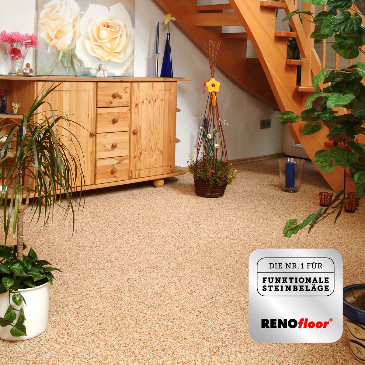 RENOfloor Steinteppich Wohnraum-Projekt — Kundenreferenz