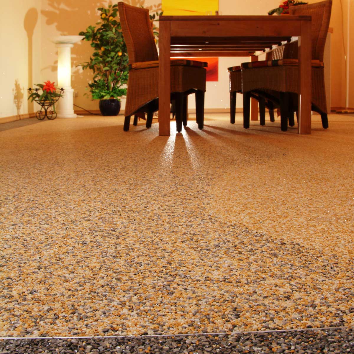 RENOfloor Steinteppich Wohnraum-Projekt — Kundenreferenz