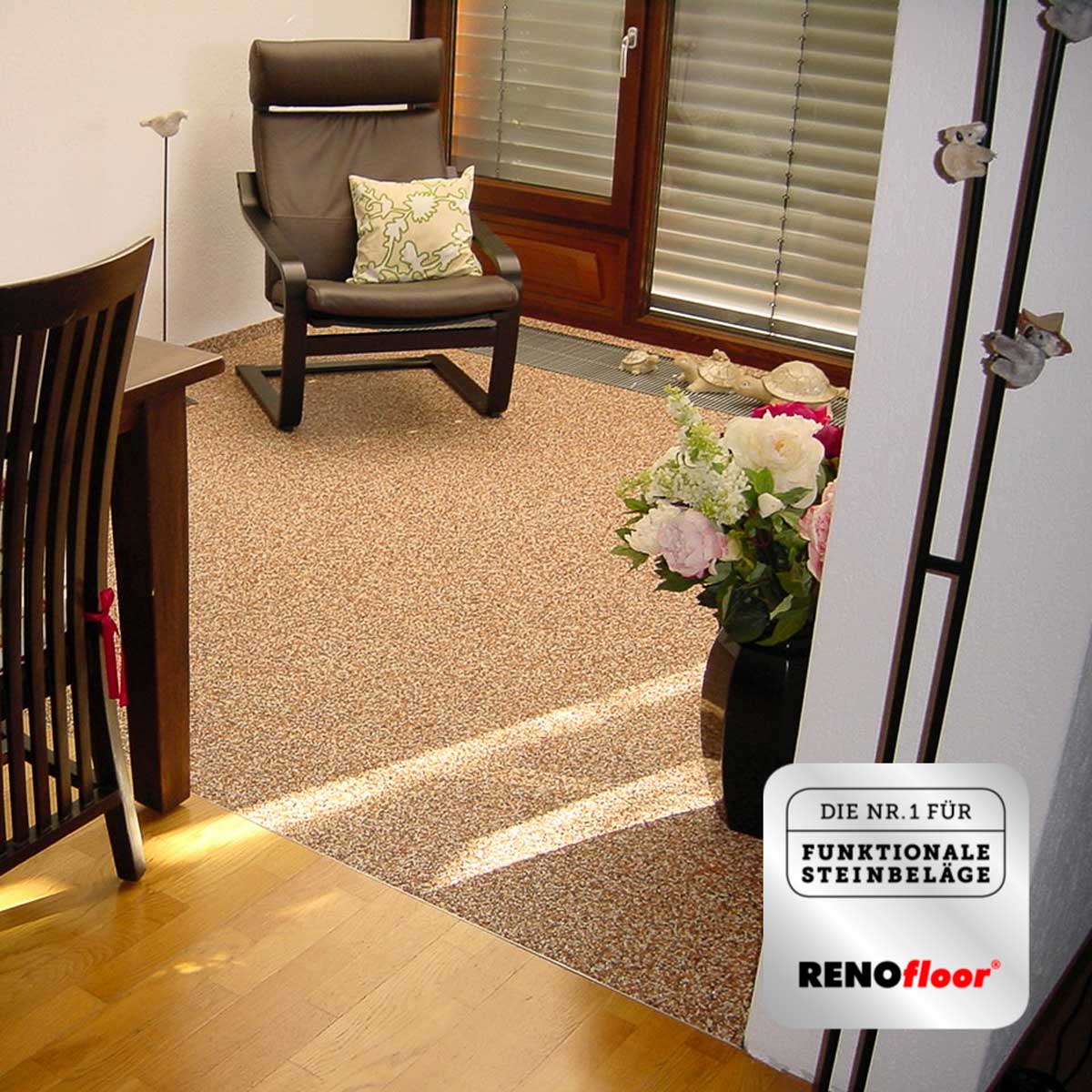 RENOfloor Steinteppich Wohnraum-Projekt — Kundenreferenz