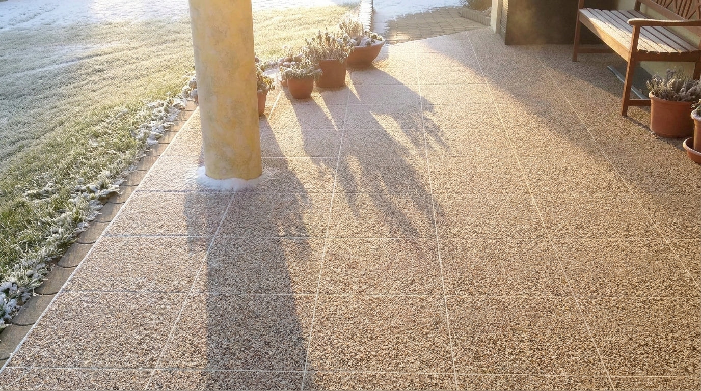 DRAINfloor Klick Terrasse am Frostmorgen