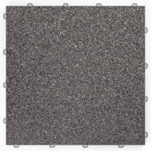 Klick Steinteppich Marmor Basalt DRAINfloor mit den Maßen 50 cm x 50 cm x 11 mm. Der Steinteppich hat einen Anthrazit Farbton und einen Rahmen in der Farbe Grau.