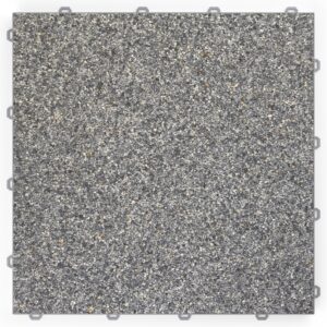 Klick Steinteppich Marmor Schiefer DRAINfloor mit den Maßen 500 cm x 500 cm x 11 mm. Der Steinteppich hat einen dunkelgrauen Farbton und einen Grau Rahmen