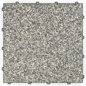 Klick Steinteppich Marmor Winter Night DRAINfloor mit den Maßen 50 cm x 50 cm x 11 mm. Der Steinteppich hat einen grau-beigen Farbton und einen Rahmen in der Farbe Anthrazit.