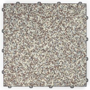 Klick Steinteppich Marmor Milano DRAINfloor mit den Maßen 50 cm x 50 cm x 11 mm. Der Steinteppich hat einen braun-beigen Farbton und einen Rahmen in der Farbe Anthrazit.