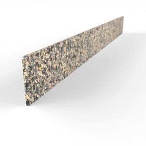 Paralleles Steinteppich Sockelement Marmor Ibiza mit den Maßen 100 cm x 10 cm. Das Sockelelement hat einen dunkelbeigen-grauen Farbton.