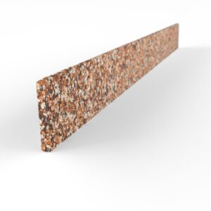 Konisches Steinteppich Sockelement Marmor Cappuccino mit den Maßen 100 cm x 10 cm. Das Sockelelement hat einen hellroten Farbton.