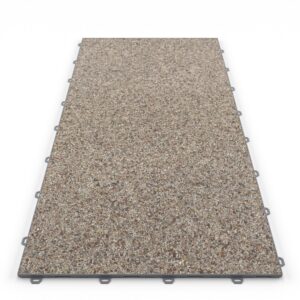 Klick Steinteppich Treppenelement Marmor Arabescato DRAINfloor mit den Maßen 100 cm x 50 cm x 11 mm. Der Steinteppich hat einen rot-braunen Farbton und einen Rahmen in der Farbe Grau.